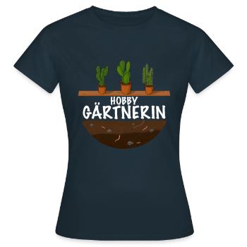 Frauen Garten Outfit die Hobby Gärtnerin - Frauen T-Shirt - Navy - Vorne - AI Model Female 172 dark (172cm)