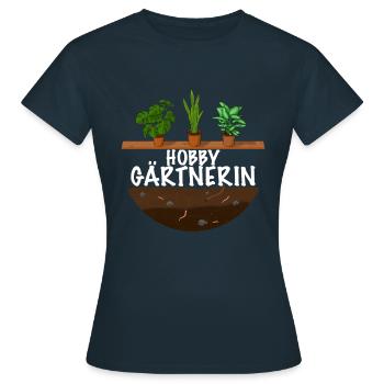 Hobby Gärtnerin das Frauen Garten Outfit - Frauen T-Shirt - Navy - Vorne - AI Model Female 172 dark (172cm)