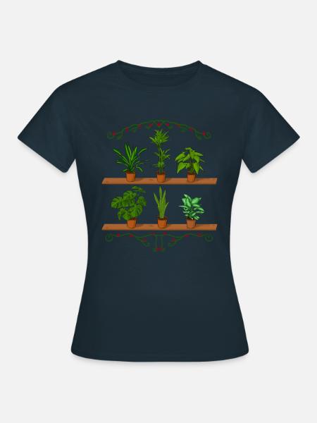 Pflanzen Ansammlung Topfpflanzen - Frauen T-Shirt - Navy
