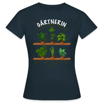 Gärtnerin Topfpflanzen - Frauen T-Shirt - Navy - Vorne - AI Model Female 172 dark (172cm)