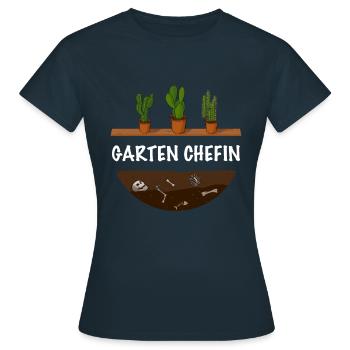 Garten Chefin lustiges Garten - Frauen T-Shirt - Navy - Vorne - AI Model Female 172 dark (172cm)
