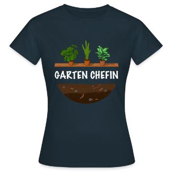 Garten Chefin lustiges Garten - Frauen T-Shirt - Navy - Vorne - AI Model Female 172 dark (172cm)