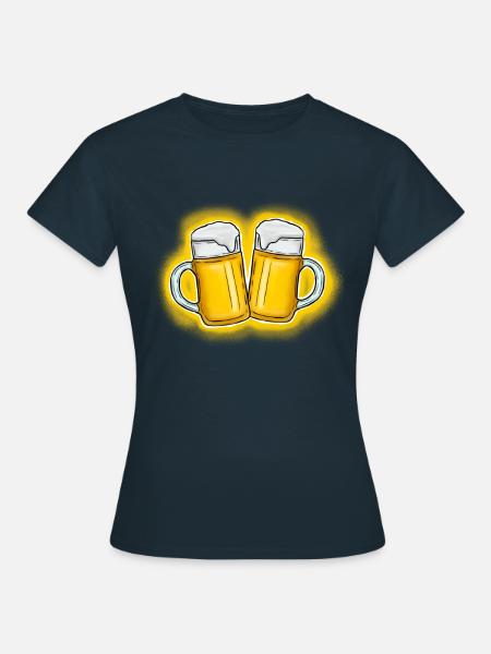 Bier Krüge anstoßen - Frauen T-Shirt - Navy