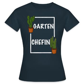 Garten Chefin lustiges Frauen Garten Outfit - Frauen T-Shirt - Navy - Vorne - AI Model Female 172 dark (172cm)