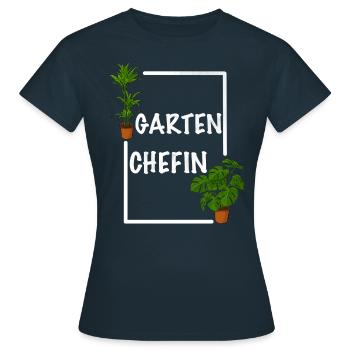 Garten Chefin lustiges Frauen Garten Outfit - Frauen T-Shirt - Navy - Vorne - AI Model Female 172 dark (172cm)