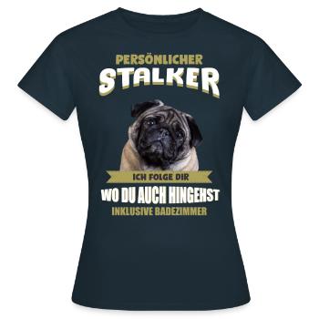 Mops Hund - Mops - Frauen T-Shirt - Navy - Vorne - AI Model Female 172 dark (172cm)