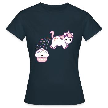 einhorn unicorn muffin love manger - T-shirt Femme - marine - Devant - AI Model Female 172 dark (172cm)