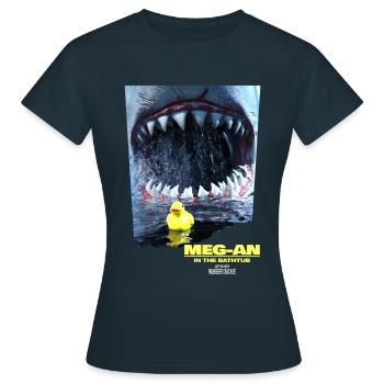 Megalodon der Schrecken der Bäder - Parodie - Frauen T-Shirt - Navy - Vorne - AI Model Female 172 dark (172cm)