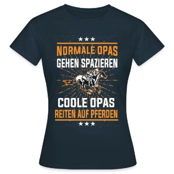 Reitsport Opa - Frauen T-Shirt - Navy - Vorne - AI Model Female 172 dark (172cm)