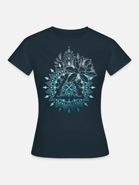 MANDALA MIT LOTUS - Frauen T-Shirt - Navy