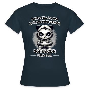 Heute will ich Menschen schubsen - Frauen T-Shirt - Navy - Vorne - AI Model Female 172 dark (172cm)