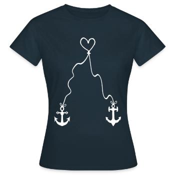 Anker mit Herz am Seil - unendliche Liebe - Frauen T-Shirt - Navy - Vorne - AI Model Female 172 dark (172cm)