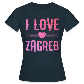 J’aime Zagreb - T-shirt Femme - marine - Devant - AI Model Female 172 dark (172cm)