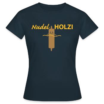 Nudelholz mit Nudel - Frauen T-Shirt - Navy - Vorne - AI Model Female 172 dark (172cm)