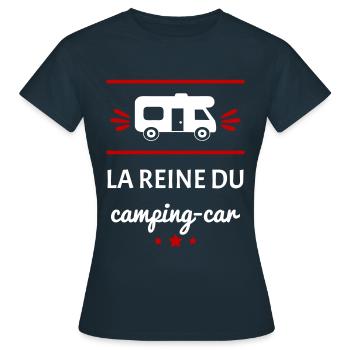 La reine du camping-car, fête des mères, voyage - T-shirt Femme - marine - Devant - AI Model Female 172 dark (172cm)