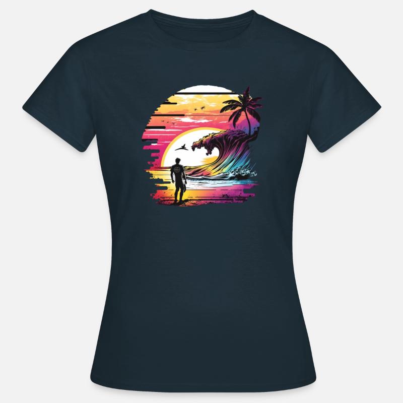 Surfer Surfer Tramonto Surf - Maglietta da donna - navy