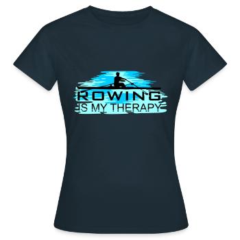 Rudern ist meine Therapie, Rudern, Ruderer - Frauen T-Shirt - Navy - Vorne - AI Model Female 172 dark (172cm)
