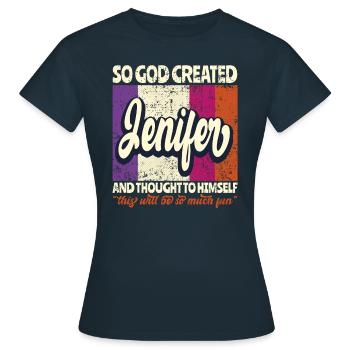 Jenifer Nom Cadeau Nom d’anniversaire Cadeau - T-shirt Femme - marine - Devant - AI Model Female 172 dark (172cm)