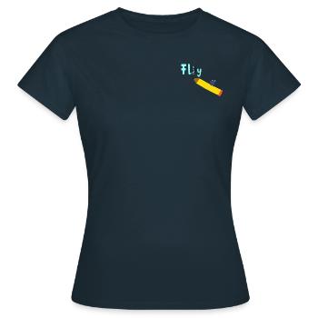 Fliege flieg - Frauen T-Shirt - Navy - Vorne - AI Model Female 172 dark (172cm)