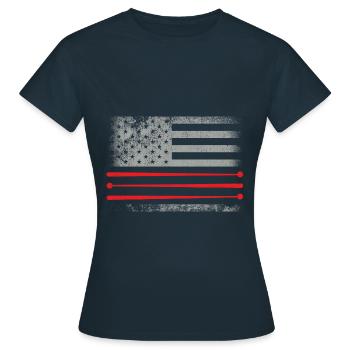 Drapeau américain tambour Patriot Tambour Mélomane Dru - T-shirt Femme - marine - Devant - AI Model Female 172 dark (172cm)