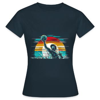 Joueur de water-polo rétro Sports de polo aquatique - T-shirt Femme - marine - Devant - AI Model Female 172 dark (172cm)