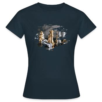 Jeu d'échecs découpé - T-shirt Femme - marine - Devant - AI Model Female 172 dark (172cm)