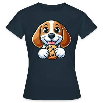 Süßer Beagle Hund süße Kekse Nachtisch - Frauen T-Shirt - Navy - Vorne - AI Model Female 172 dark (172cm)