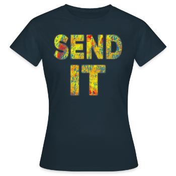 Mountainbike - Send It - Fat Bike MTB - Frauen T-Shirt - Navy - Vorne - AI Model Female 172 dark (172cm)