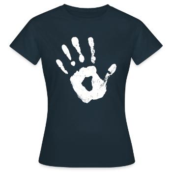 Handabdruck (Weiß) - Frauen T-Shirt - Navy - Vorne - AI Model Female 172 dark (172cm)