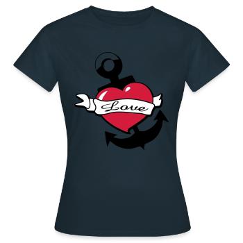herz-anker-tatoo - Frauen T-Shirt - Navy - Vorne - AI Model Female 172 dark (172cm)