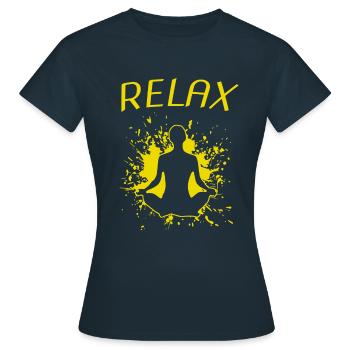 relax - Frauen T-Shirt - Navy - Vorne - AI Model Female 172 dark (172cm)