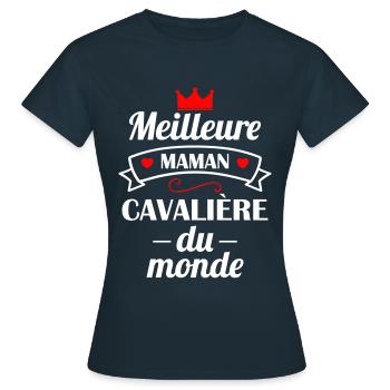 Meilleure maman cavalière du monde, fête des mères - T-shirt Femme - marine - Devant - AI Model Female 172 dark (172cm)