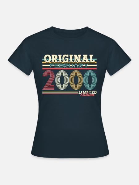 25. Geburtstag Geschenk Mann Original Februar 2000 - Frauen T-Shirt - Navy