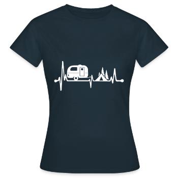 Herzschlag Camper Wohnwagen Zelt Wald EKG Hobby - T-shirt Femme - marine - Devant - AI Model Female 172 dark (172cm)
