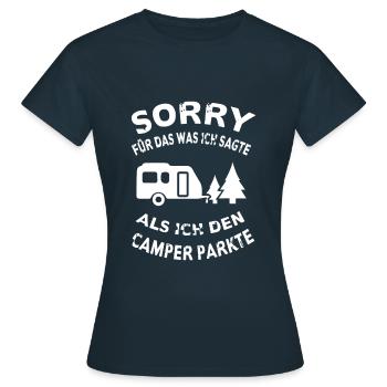 Camper Parken Campen Camping Wald Wohnwagen Baum - T-shirt Femme - marine - Devant - AI Model Female 172 dark (172cm)