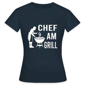 Chef au barbecue Barbecue saison du barbecue Griller Chef cuisinier - T-shirt Femme - marine - Devant - AI Model Female 172 dark (172cm)