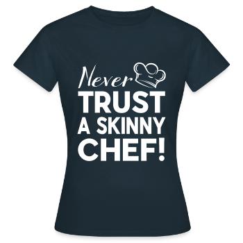 Skinny Chef Grillman Grilling Cooking Chef - Women's T-Shirt - navy - Front - AI Model Female 172 dark (172cm)