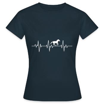 Horse lover EKG heartbeat horse riding stall - Women's T-Shirt - navy - Front - AI Model Female 172 dark (172cm)