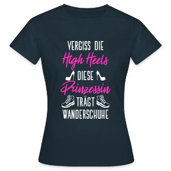 Vergiss High Heels Prinzessin Trägt Wanderung - Frauen T-Shirt - Navy - Vorne - AI Model Female 172 dark (172cm)