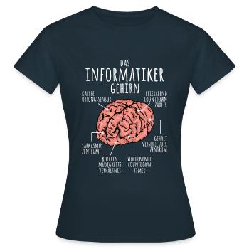 Informatiker Gehirn Programmierer Nerd IT Student - Frauen T-Shirt - Navy - Vorne - AI Model Female 172 dark (172cm)