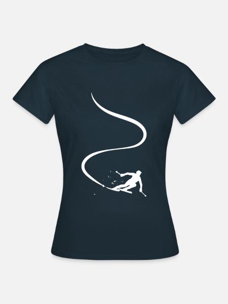 Skifahrer Abfahrt Berge Ski Sport Skier Skifahren - Frauen T-Shirt - Navy
