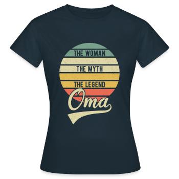 The Women The Myth The Legend Oma Retro Großmutter - Frauen T-Shirt - Navy - Vorne - AI Model Female 172 dark (172cm)