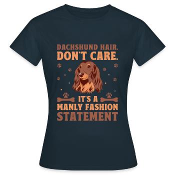 Dackelhaar ist es egal, es ist ein modisches Statement - Frauen T-Shirt - Navy - Vorne - AI Model Female 172 dark (172cm)