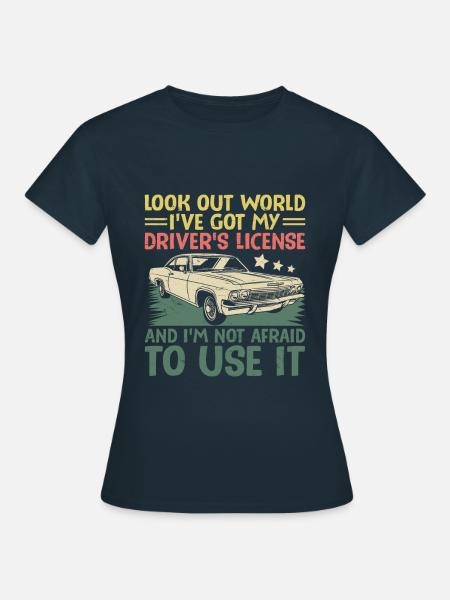 Patente di guida passata Nuovo permesso di guida S - Dame-T-shirt - marineblå