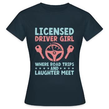 Permis de conduire passé Nouveau permis de conduire S - T-shirt Femme - marine - Devant - AI Model Female 172 dark (172cm)