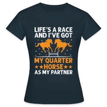 Quarter Horse Américain Équitation Horse Lover Hors - T-shirt Femme - marine - Devant - AI Model Female 172 dark (172cm)