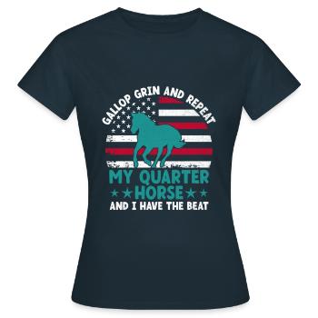 American Quarter Horse Equestrian Horse Lover Hors - T-shirt Femme - marine - Devant - AI Model Female 172 dark (172cm)
