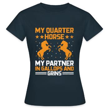 American Quarter Horse Equestrian Horse Lover Hors - T-shirt Femme - marine - Devant - AI Model Female 172 dark (172cm)