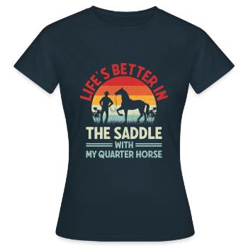 American Quarter Horse Equestrian Horse Lover Hors - T-shirt Femme - marine - Devant - AI Model Female 172 dark (172cm)