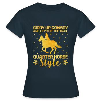 American Quarter Horse Equestrian Horse Lover Hors - T-shirt Femme - marine - Devant - AI Model Female 172 dark (172cm)